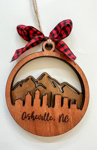 City of Asheville NC Skyline Christmas Ornament