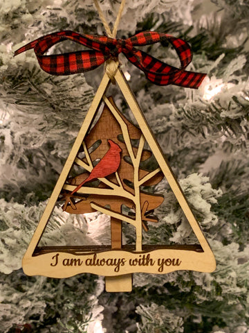 Cardinal “I am always with you” Layered Christmas Ornament