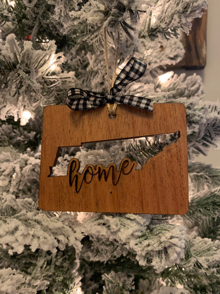 State Cutout “Home” Christmas Ornament