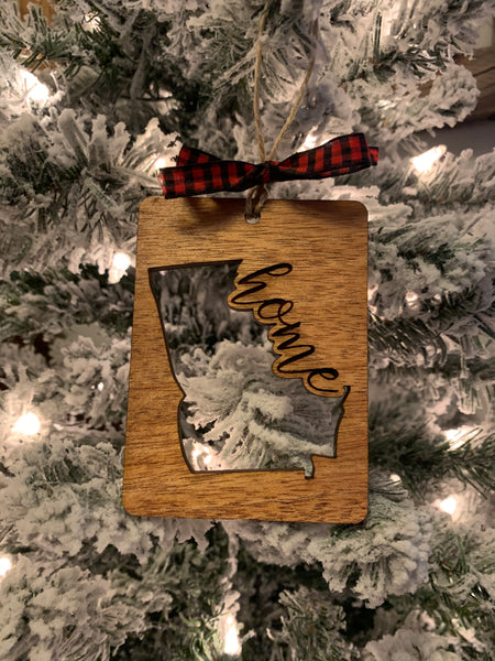 State Cutout “Home” Christmas Ornament