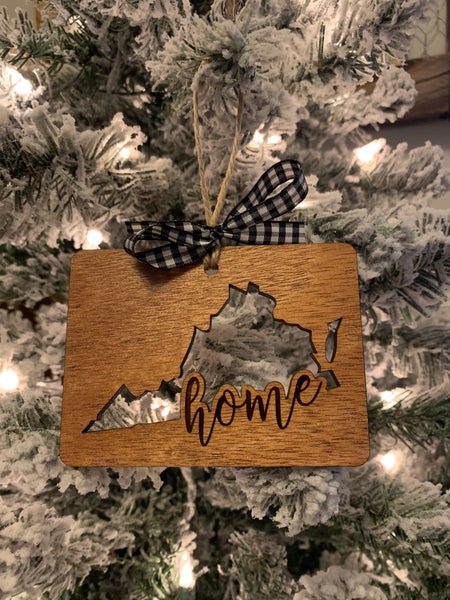 State Cutout “Home” Christmas Ornament