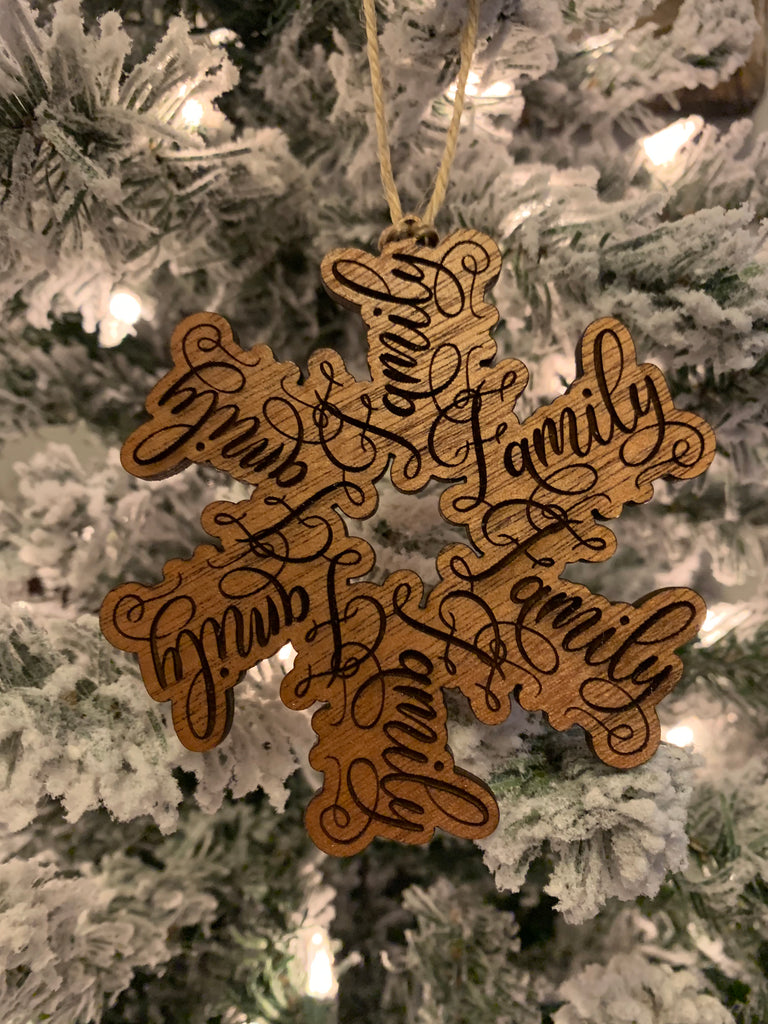 “Family” Snowflake Christmas Ornament