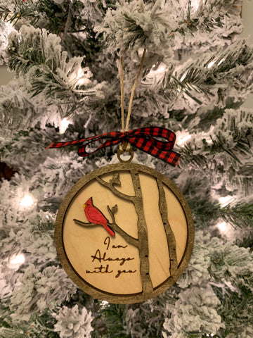 Engraved “I Am Always With You” Cardinal Christmas Ornament