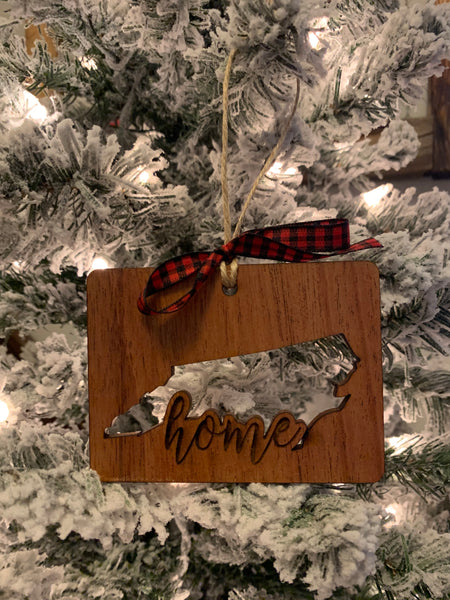 State Cutout “Home” Christmas Ornament