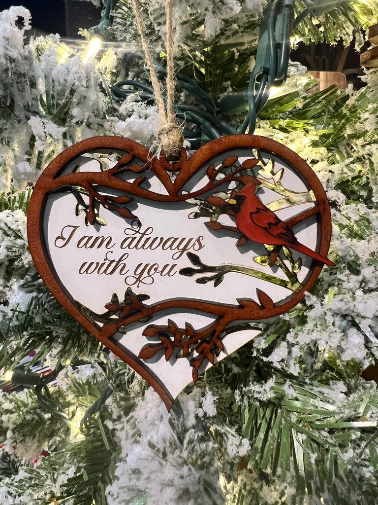 Cardinal Heart and Vine Always with You Ornament