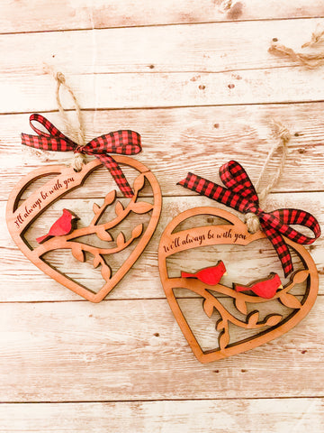 Cardinal Heart Christmas Ornament